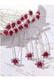 10-Piece Mini Crystal Stone Flower Design Hairpin Hair Clip Hot Pink - Wedding Henna Promise Bun Hair Clip