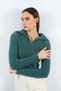 Women's Powder Polo Neck Zippered Crop Knitwear Sweater