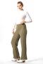 Elastic Waist Filiz Autumn and Winter Embroidered Double Muslin Trousers Khaki Hk - 6