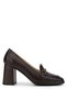 Women's Genuine Leather Brown Heeled Shoes