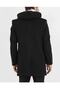 Hooded Zippered and Buttoned Cashmere Fabric Slim Fit Men's Coat - 3