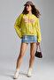 Daleska Women's Organic Cotton Soft Front Cutout Printed Round Neck Green Sweatshirt - 4