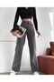 Bella Anthracite Acid Wash Extra Super High Waist Lycra Palazzo Wide Leg Loose-Fit Jeans - 5
