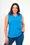 Plus Size V-Neck Slit Detailed Sleeveless Indigo Blouse