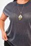 Trend42Plus Plus Size Striped Glitter Low Sleeve Navy Blue Evening Dress Blouse - 4