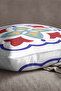 Velvet Babyface White Blue Modern Ethnic Tile Pattern Digital Printed Throw Pillow Cover - 2