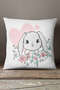 Velvet Babyface White Pink Heart Rabbit Children's Throw Pillow Pillow Case - Cgh046