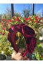 A Woman's Crown from a Burgundy Silk Velvet with a Velvet Flower on It. - 3