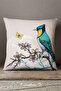 Velvet Babyface Blue Yellow Bird Flower Patterned Throw Pillow Pillow Case - Cgh138