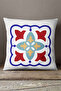Velvet Babyface White Blue Modern Ethnic Tile Pattern Digital Printed Throw Pillow Cover
