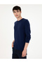 Navy Blue Slim Fit Crew Neck Cashmere Knitwear Sweater 50303471-Vr033 - 3