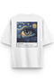Van Gogh Starry Night Back Printed Half Oversized White Tshirt 1243