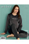 Mi̇hra Women's Velvet Pajama Set with Elastic Legs