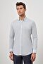 Men's White Long Sleeve Perfectto Bottom-Bordered Collar Cotton Slim Fit Shirt 1004240259 - 3