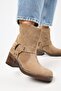 (Livia) Women's Genuine Leather Biker Mink Boots - 5