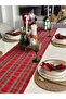 Aura Runner and Napkin Set New Year Themed Plaid Pattern Cotton Long Runner