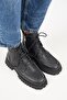 (Valentina) Women's Genuine Leather Lace-Up Black Boots - 2
