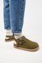 (Holly 2 Furry Platform) Women's Genuine Leather Belted Buckle Sabo Khaki Sandals - 5