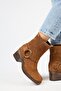 (Livia) Women's Genuine Leather Biker Tan Boots - 5
