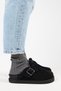 (Zeta 2 Furry Platform) Women's Genuine Leather Belted Buckle Sabo Black Slippers
