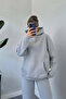 Oversize Women's Sweatshirt - Basic Hoodie with Hood and Kangaroo Pocket - 3