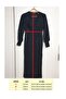 Women's Layered Double Breasted Collar Glitter Fabric Knee Length Dress Black - 7