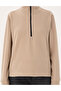 Beige Comfort Fit Zippered Fleece Sweatshirt 50300846-Vr011 - 6