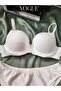 Basic Knit Patterned Light Support Bra Set - 4