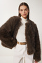 Faux Fur Jacket Dark Khaki Lfn0071 - 2