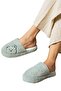 Closed Front Teddy Bear Printed Plush Women's House Slippers Green