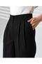 Front Pleated High Waist Wide Leg Pocket Double Fabric Trousers - 2