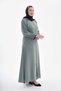 Khaki Green Medina Silk Piping Daily Wear Ferace with Pearl Detail on the Sleeve Cuff - 5