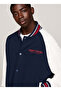Men's Navy Blue Bomber Coat - Embroidery, Dm0Dm19237C1G Rlx Circle t Varsity Size: m - 2