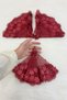 Burgundy Bride Groom Handkerchief, Pearl Detailed Wedding Halay Bridesmaid Promise Engagement Henna Circumcision Bride Handkerchief - 5