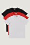 Men's White-Red-Black Slim Fit Slim Fit Crew Neck 3-Piece 100% Cotton Basic T-Shirt Pack