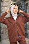Coffee Hooded Pocket Two Thread Tracksuit Set - 2