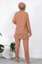 Biscuit Necklace Buttoned Sleeves Tunic Trousers Set - 3