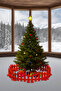 Plastic Christmas Tree Fence (H: 32 cm W: 55 cm) 1 Piece with Hard Ground Stand - Red - 2