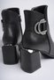 Qadra Guaranteed Pointed Toe Thick Heeled Women's Boots with Buckle Detail and Zipper - 5