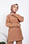 Biscuit Necklace Buttoned Sleeves Tunic Trousers Set - 4