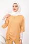 Camel Front Gathered Necklace Wrap Suit - 2