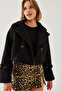 Women's Black Short Double-Breasted Boucle Jacket 2387 60101001 - 3