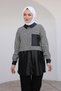 Trend Shirt Collar Leather Detailed Tunic-Black 24Kt468 - 2