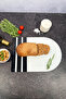 Grooved Glass Cutting Board |   Black Rock Stripe - Oval Edge |   25cm X 35cm |   Patented Product - 5