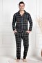 Men's Long Sleeve Checkered Winter Pajamas Set with Shirt Collar