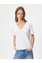 V-Neck Basic T-Shirt Short Sleeve Cotton - 3