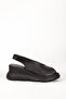 Women's Sandals Wedge Heel Genuine Leather Shoes Zy 7672 Black