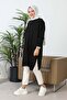 Black Crew Neck Mercerized Loose Knit Tunic