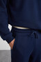 Adens Men's Regular Soft Premium Fabric 3 Thread Ribbed Elastic Leg Navy Blue Sweatpants - 6