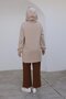 Armine Trend Hooded Sleeves Ribbed Trousers Double Suit-Beige 24Kt625 - 6